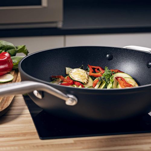 키친에이드 Kitchenaid, Forged Hardened Aluminium Wok with Helper Handle - 30 cm, Black