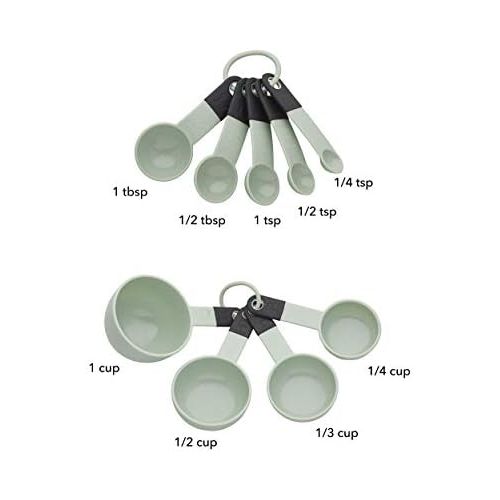 키친에이드 KitchenAid Classic Measuring Cups and Spoons Set, Set of 9, Pistachio/Black