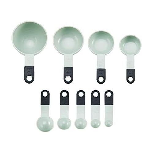 키친에이드 KitchenAid Classic Measuring Cups and Spoons Set, Set of 9, Pistachio/Black