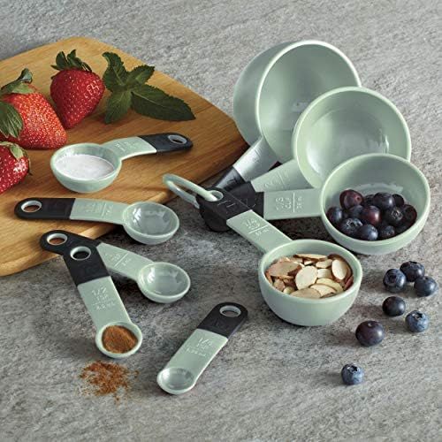 키친에이드 KitchenAid Classic Measuring Cups and Spoons Set, Set of 9, Pistachio/Black