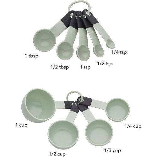 키친에이드 KitchenAid Classic Measuring Cups and Spoons Set, Set of 9, Pistachio/Black