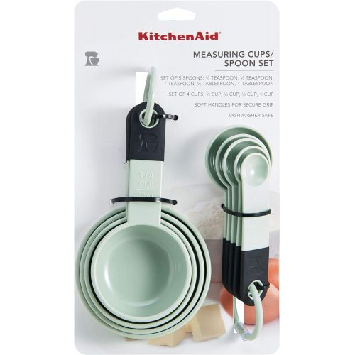 키친에이드 KitchenAid Classic Measuring Cups and Spoons Set, Set of 9, Pistachio/Black