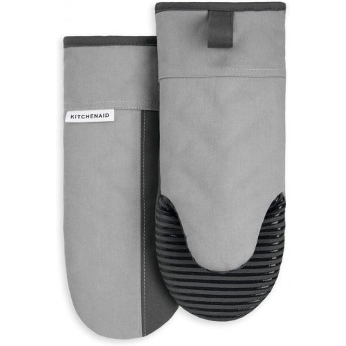 키친에이드 KitchenAid Beacon Two-Tone Oven Mitt 2-Pack Set, 5.75x13, Cool Grey/Frost Grey 2 Count