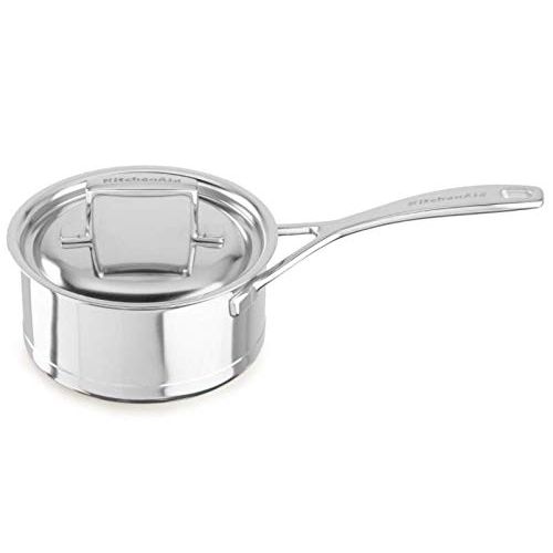 키친에이드 KitchenAid Stainless Steel Professional Seven-Ply 1.5-Quart Saucepan with Lid, KCC715PSST