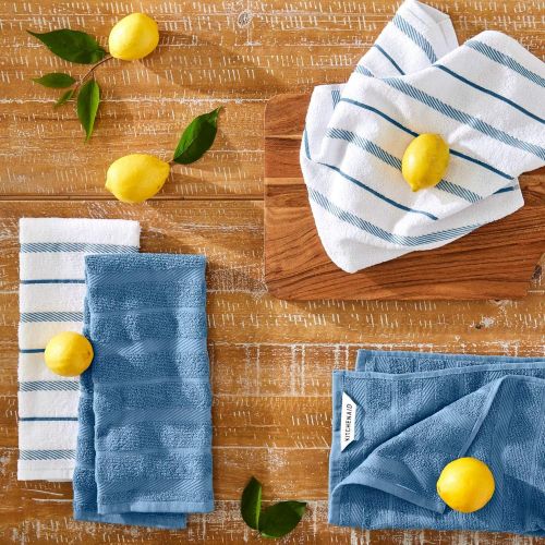 키친에이드 KitchenAid Albany Kitchen Towel Set, Set of 4, Blue Velvet