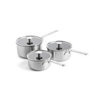 KitchenAid Saucepan Set, Non Stick Stainless Steel Saucepan with Lids and Stainless Handle - Induction and Oven Safe Cookware - 16/18/20 cm