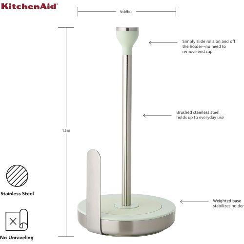 키친에이드 KitchenAid Classic Stainless Steel Paper Towel Holder, 13-Inch, Pistachio