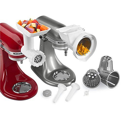 키친에이드 KitchenAid 80127 Stand Mixer Attachment with Food Grinder, Rotor Slicer, Shredder and Sausage Stuffer, White