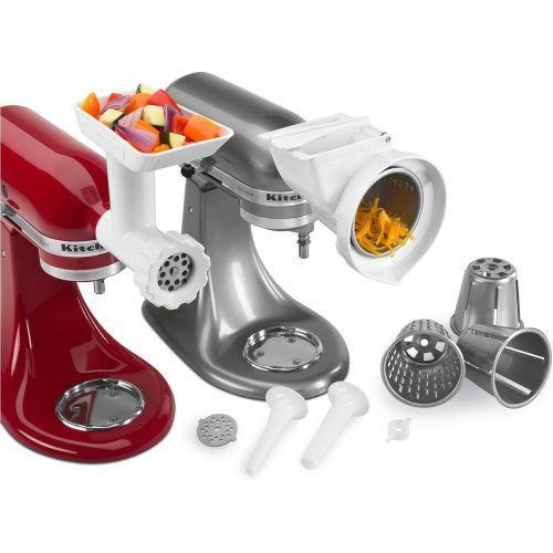 키친에이드 KitchenAid 80127 Stand Mixer Attachment with Food Grinder, Rotor Slicer, Shredder and Sausage Stuffer, White