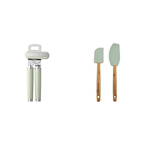 키친에이드 KitchenAid Classic Multifunction Can Opener, One Size, Pistachio & Classic Bamboo Spatula Set, set of 2, Pistachio