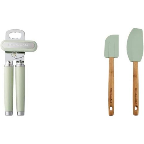 키친에이드 KitchenAid Classic Multifunction Can Opener, One Size, Pistachio & Classic Bamboo Spatula Set, set of 2, Pistachio