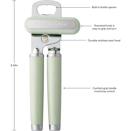 키친에이드 KitchenAid Classic Multifunction Can Opener, One Size, Pistachio & Classic Bamboo Spatula Set, set of 2, Pistachio