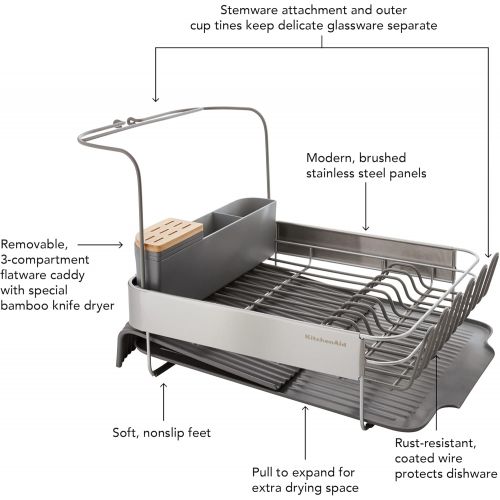 키친에이드 KitchenAid Full Size Expandable Dish-Drying Rack, 24-Inch, Charcoal