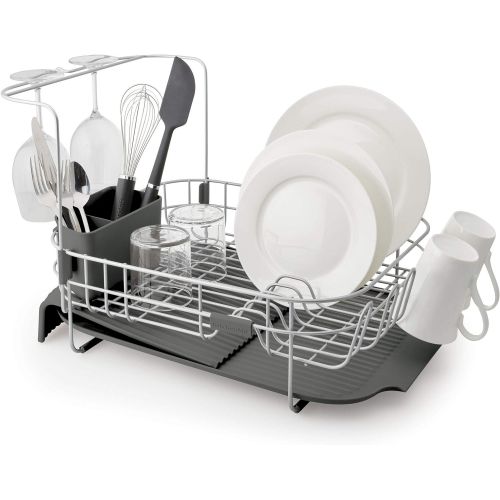 키친에이드 KitchenAid Satin Wire Expandable Dish Rack, 23.18-Inch, Gray