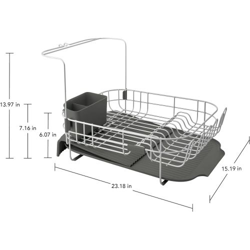 키친에이드 KitchenAid Satin Wire Expandable Dish Rack, 23.18-Inch, Gray