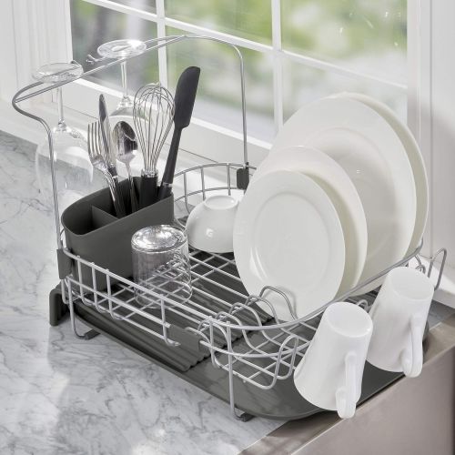 키친에이드 KitchenAid Satin Wire Expandable Dish Rack, 23.18-Inch, Gray