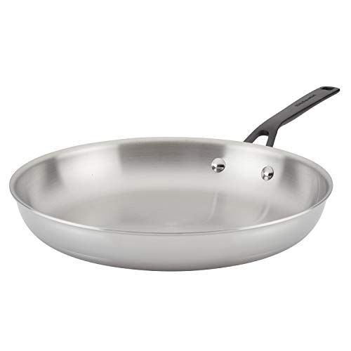 키친에이드 KitchenAid 5-Ply Clad Polished Stainless Steel Fry Pan/Skillet, 12.25 Inch