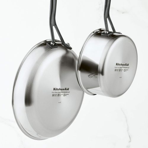 키친에이드 KitchenAid 5-Ply Clad Polished Stainless Steel Fry Pan/Skillet, 12.25 Inch