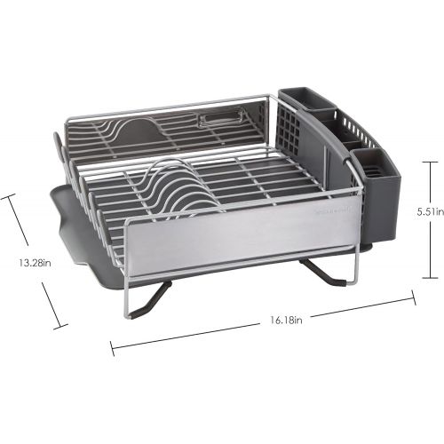 키친에이드 KitchenAid Compact Stainless Steel Dish Rack, Satin Gray, 15-Inch-by-13.25-Inch -