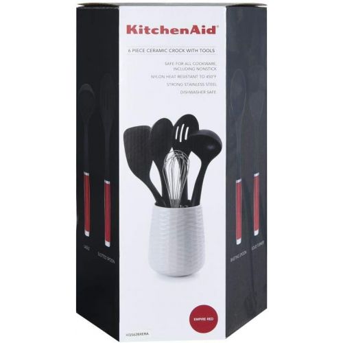 키친에이드 KitchenAid KQ562BXERA Tool and Gadget Set with Crock, 6-Piece, Red