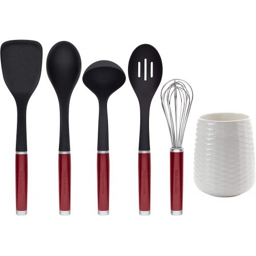 키친에이드 KitchenAid KQ562BXERA Tool and Gadget Set with Crock, 6-Piece, Red