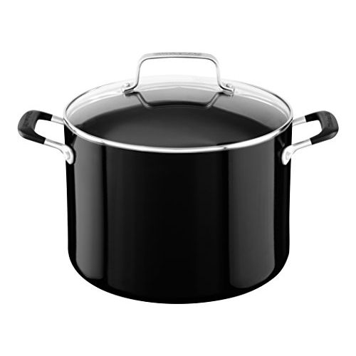 키친에이드 KitchenAid Aluminum Nonstick 8.0 quart Stockpot with Lid - Onyx Black, Medium