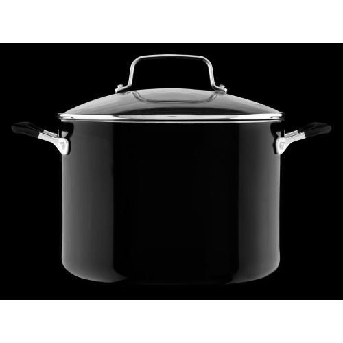 키친에이드 KitchenAid Aluminum Nonstick 8.0 quart Stockpot with Lid - Onyx Black, Medium