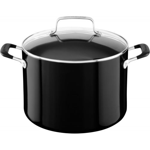 키친에이드 KitchenAid Aluminum Nonstick 8.0 quart Stockpot with Lid - Onyx Black, Medium