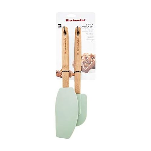 키친에이드 KitchenAid Classic Bamboo Spatula, Set of 2, Pistachio