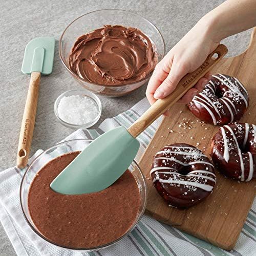 키친에이드 KitchenAid Classic Bamboo Spatula, Set of 2, Pistachio