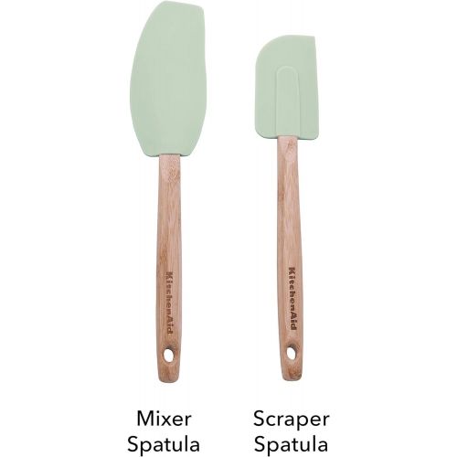 키친에이드 KitchenAid Classic Bamboo Spatula, Set of 2, Pistachio