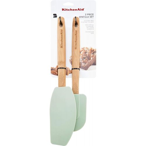 키친에이드 KitchenAid Classic Bamboo Spatula, Set of 2, Pistachio