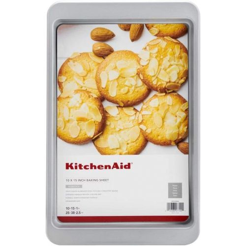 키친에이드 KitchenAid Nonstick Aluminized Steel Baking Sheet, 10x15-Inch, Silver