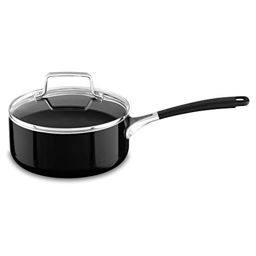 키친에이드 KitchenAid Aluminum Nonstick 2.0 quart Saucepan with Lid - Onyx Black, Medium