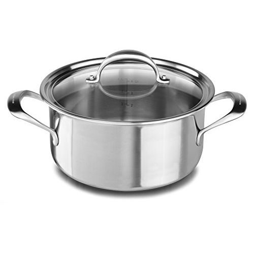 키친에이드 KitchenAid 5-Ply Copper Core 6 quart Low Casserole with Lid - Stainless Steel, Medium, Stainless Steel Finish