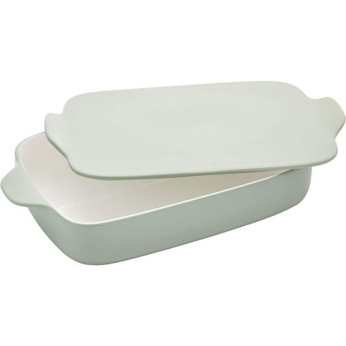 키친에이드 KitchenAid Vitrified Stoneware Rectangular Baker with Lid/Trivet, 4.5-Quart, Pistachio