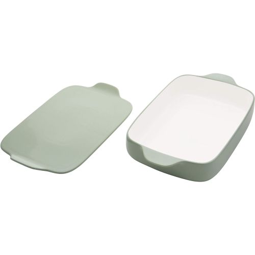 키친에이드 KitchenAid Vitrified Stoneware Rectangular Baker with Lid/Trivet, 4.5-Quart, Pistachio