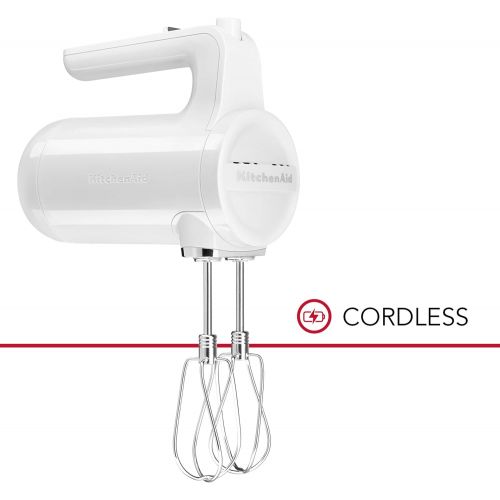 키친에이드 KitchenAid KHMB732WH Cordless Hand Mixer, 7 Speed, White