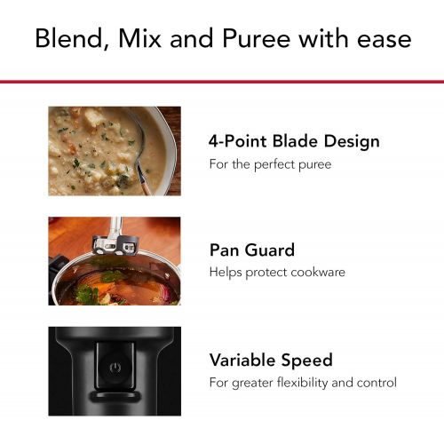키친에이드 KitchenAid Cordless Variable Speed Hand Blender with Chopper and Whisk Attachment - KHBBV83, Matte Charcoal Grey
