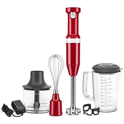 키친에이드 KitchenAid Cordless Variable Speed Hand Blender with Chopper and Whisk Attachment - KHBBV83