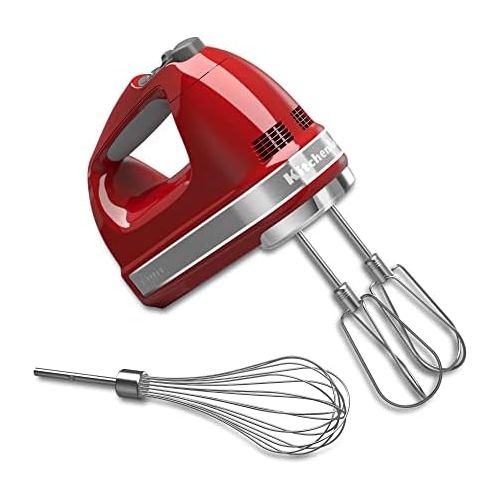 키친에이드 KitchenAid KHM7210ER 7-Speed Digital Hand Mixer with Turbo Beater II Accessories and Pro Whisk - Empire Red