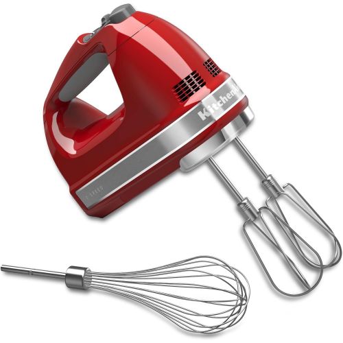 키친에이드 KitchenAid KHM7210ER 7-Speed Digital Hand Mixer with Turbo Beater II Accessories and Pro Whisk - Empire Red