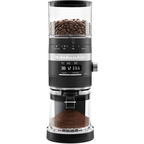 키친에이드 [아마존베스트]KitchenAid KCG8433BM Burr Coffee Grinder, 10 oz, Black Matte