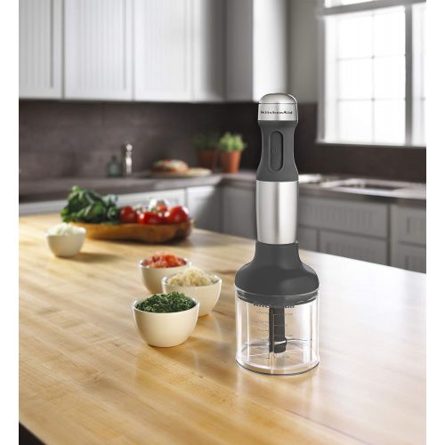 키친에이드 KitchenAid KHB2351CU 3-Speed Hand Blender - Contour Silver, 8 inches