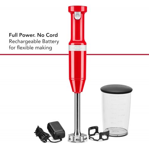 키친에이드 KitchenAid Cordless Variable Speed Hand Blender with Chopper and Whisk Attachment - KHBBV83