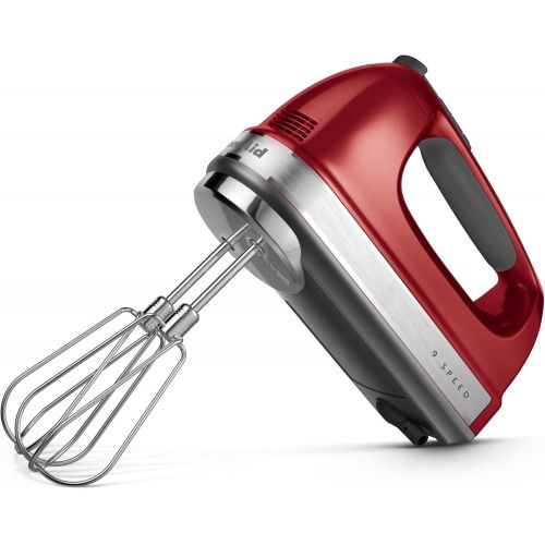 키친에이드 KitchenAid 9-Speed Digital Hand Mixer with Turbo Beater II Accessories and Pro Whisk - Candy Apple Red