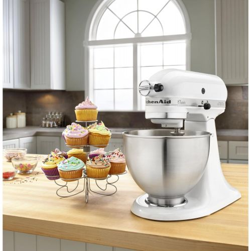 키친에이드 KitchenAid K45SSWH Stand Mixer, 4.5 Q, White