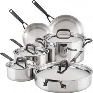 KitchenAid 5-Ply Clad Stainless Steel Cookware Pots and Pans Set, 10 Piece, Polished Stainless