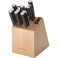 KitchenAid Gourmet 14-Piece Forged Triple Rivet Block Set with Built-in Knife Sharpener, Natural