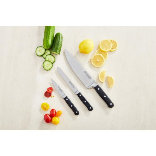 키친에이드 KitchenAid KKFTR3SSOB 3 Piece Classic Forged Series Starter Triple Rivet Cutlery Set, Onyx Black